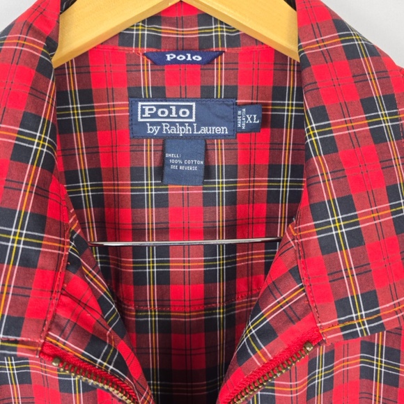VTG Polo Ralph Lauren Red Tartan Plaid Harrington Lightweight Jacket XL - Picture 7 of 11